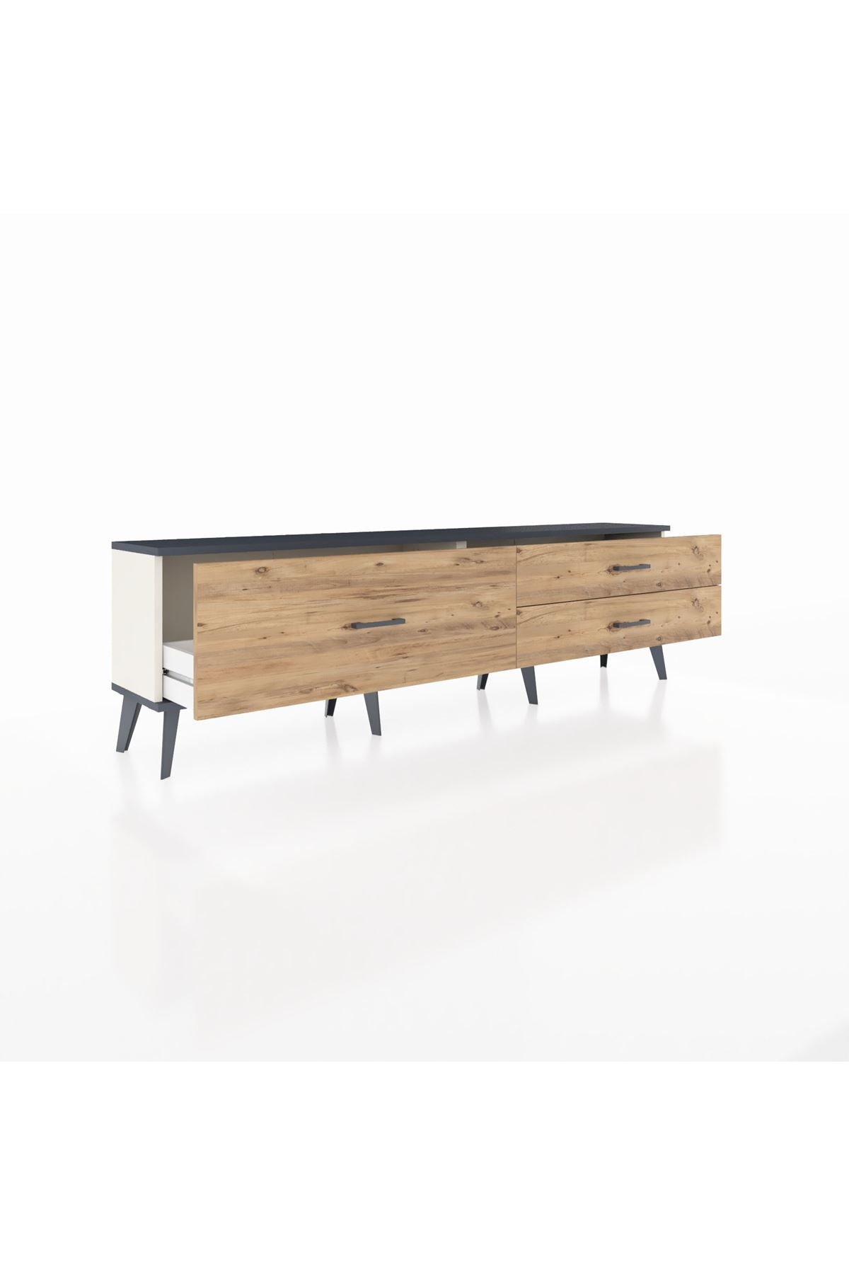 Arges TV Ünitesi 3 Çekmeceli  176x30x51 Aytaşı-Antrasit/Çam