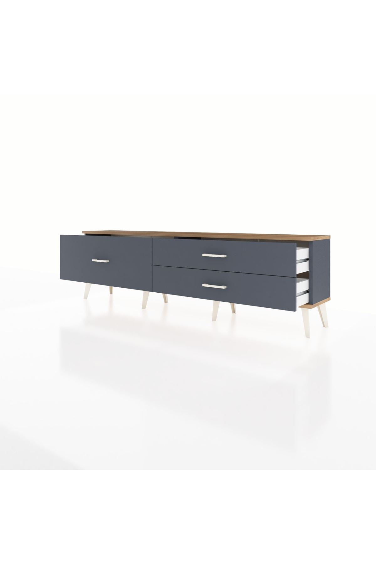 Arges TV Ünitesi 3 Çekmeceli  176x30x51 Antrasit-Çam/Antrasit