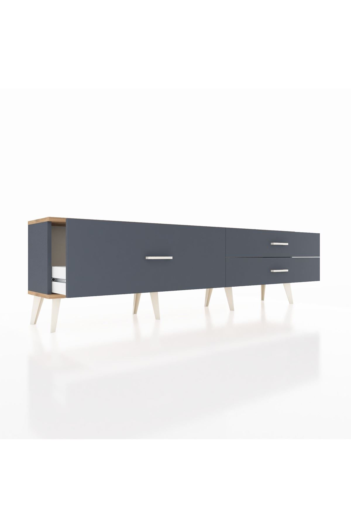 Arges TV Ünitesi 3 Çekmeceli  176x30x51 Antrasit-Çam/Antrasit