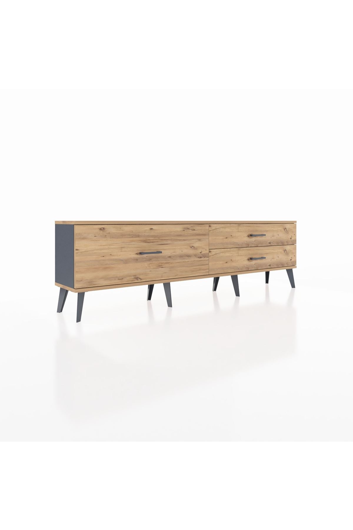 Arges TV Ünitesi 3 Çekmeceli  176x30x51 Antrasit-Çam/Çam