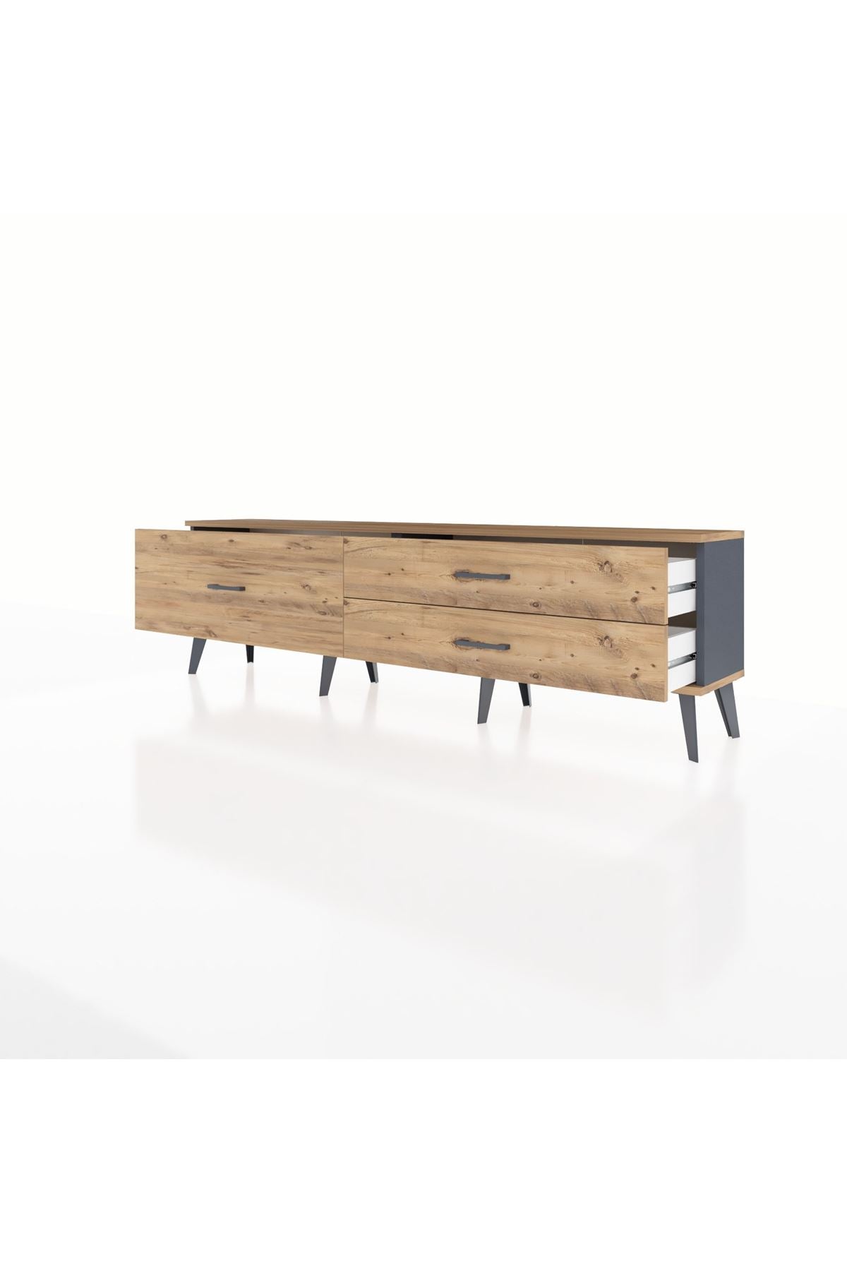 Arges TV Ünitesi 3 Çekmeceli  176x30x51 Antrasit-Çam/Çam