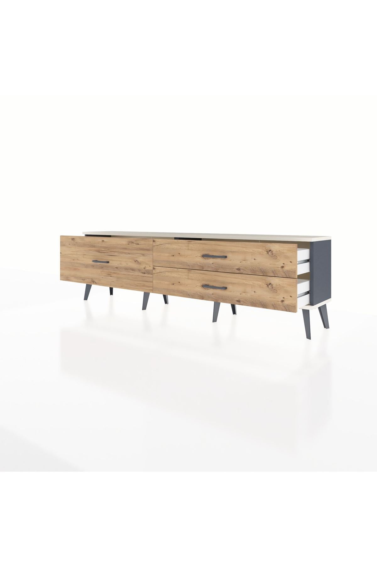 Arges TV Ünitesi 3 Çekmeceli  176x30x51 Antrasit-Aytaşı/Çam