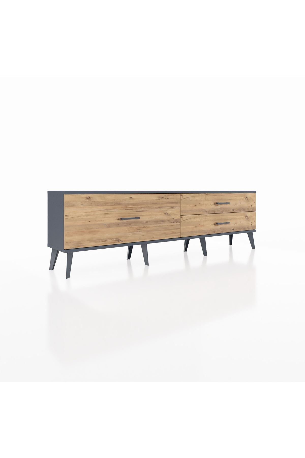 Arges TV Ünitesi 3 Çekmeceli  176x30x51 Antrasit-Antrasit/Çam