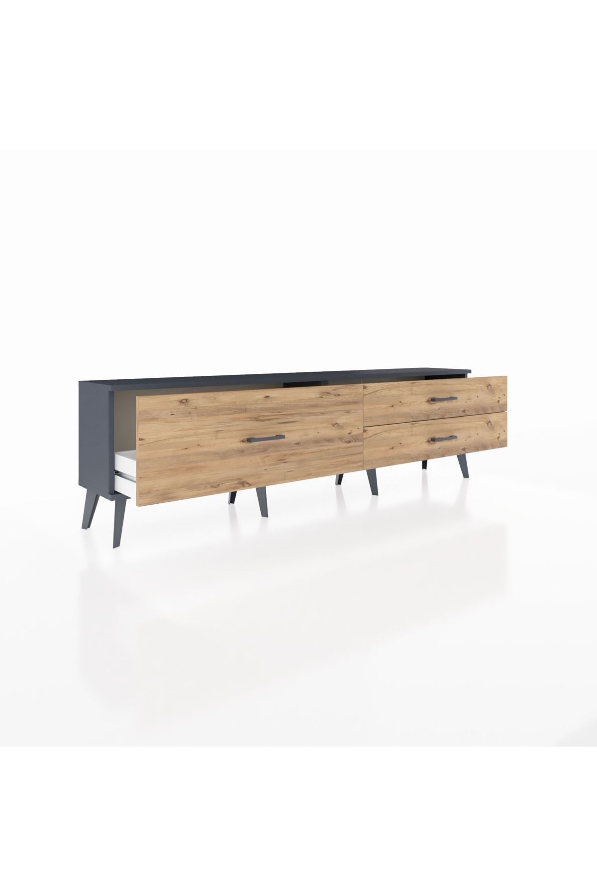 Arges TV Ünitesi 3 Çekmeceli  176x30x51 Antrasit-Antrasit/Çam