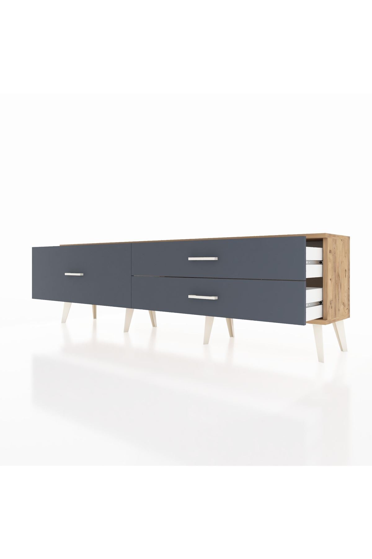 Arges TV Ünitesi 3 Çekmeceli  176x30x51 Çam-Çam/Antrasit