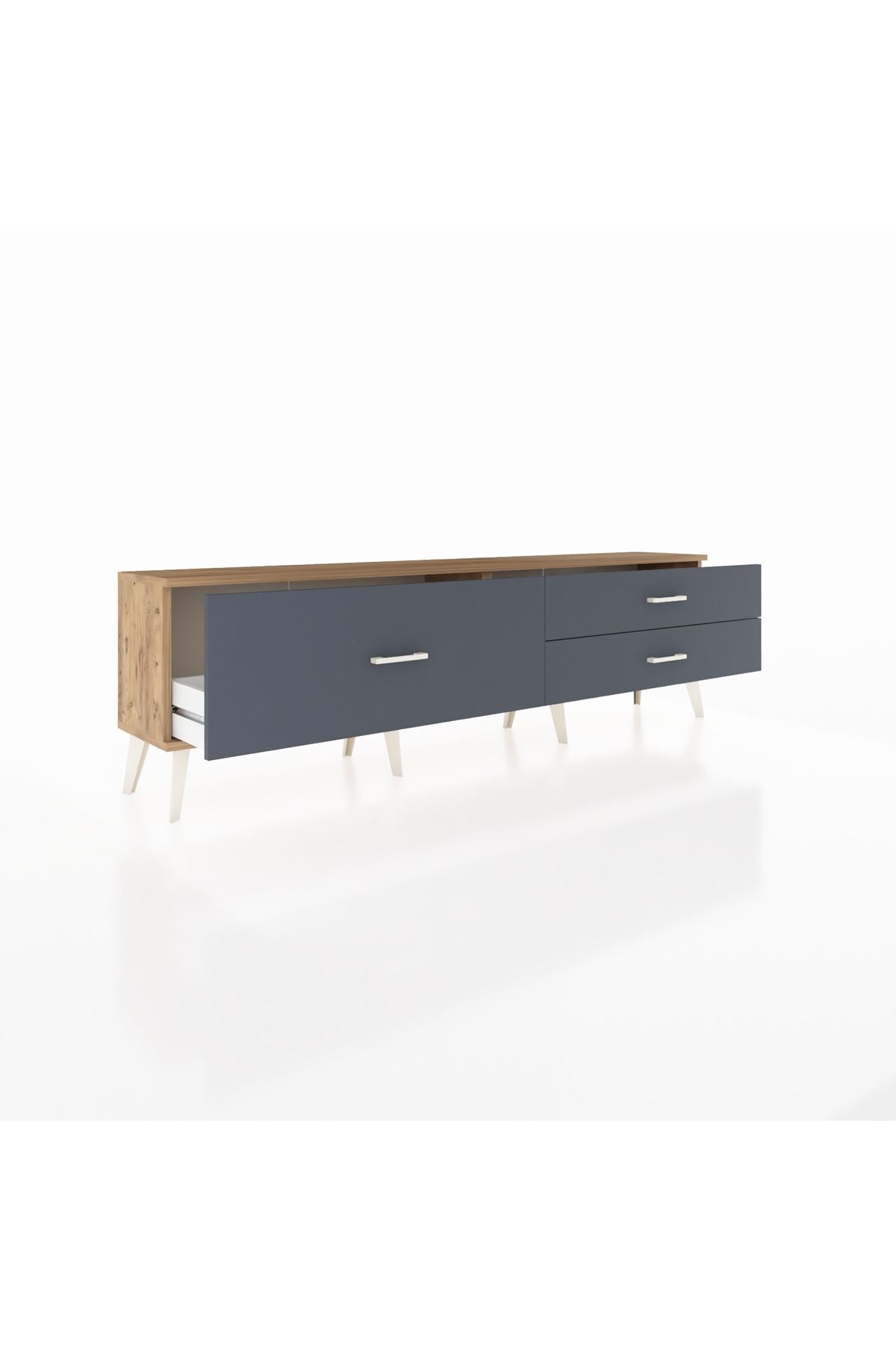 Arges TV Ünitesi 3 Çekmeceli  176x30x51 Çam-Çam/Antrasit