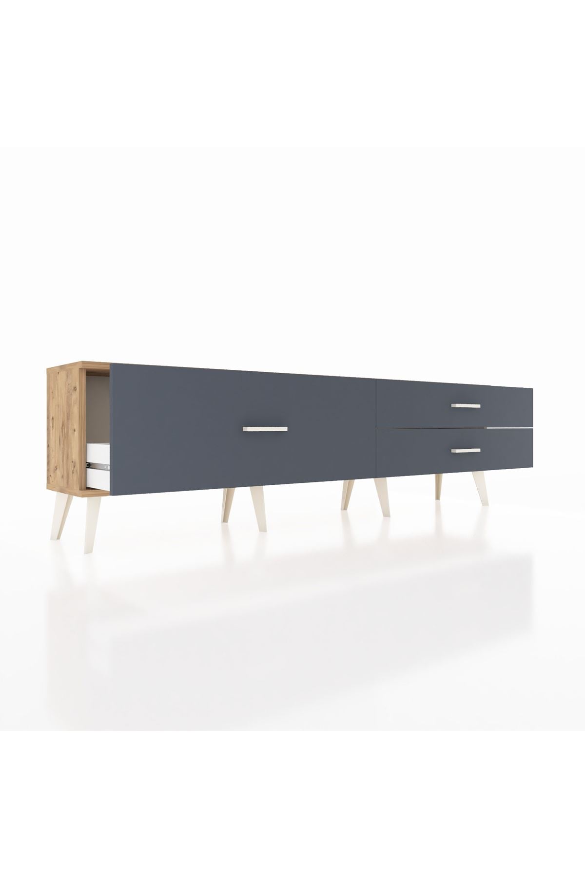 Arges TV Ünitesi 3 Çekmeceli  176x30x51 Çam-Çam/Antrasit