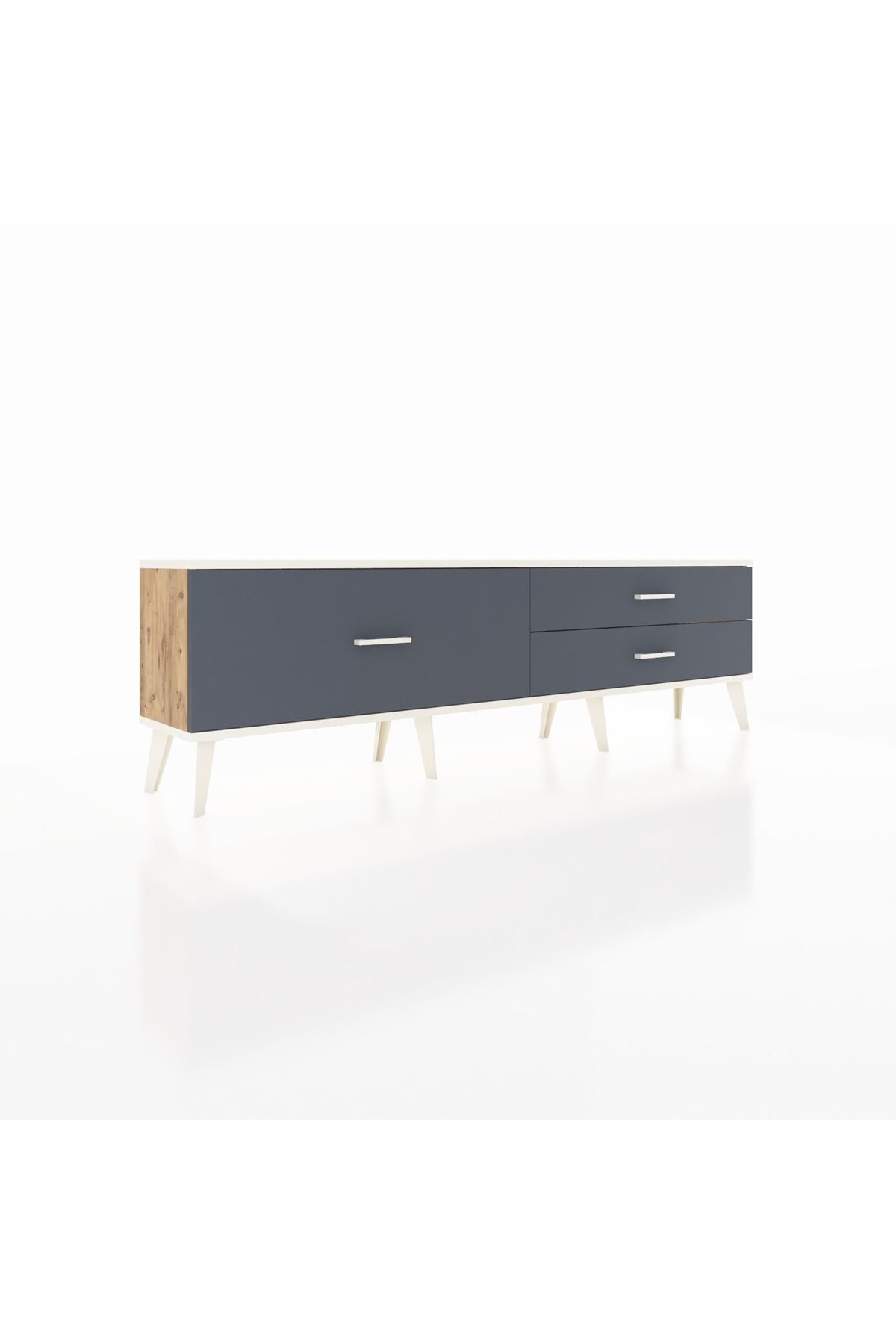 Arges TV Ünitesi 3 Çekmeceli  176x30x51 Çam-Aytaşı/Antrasit