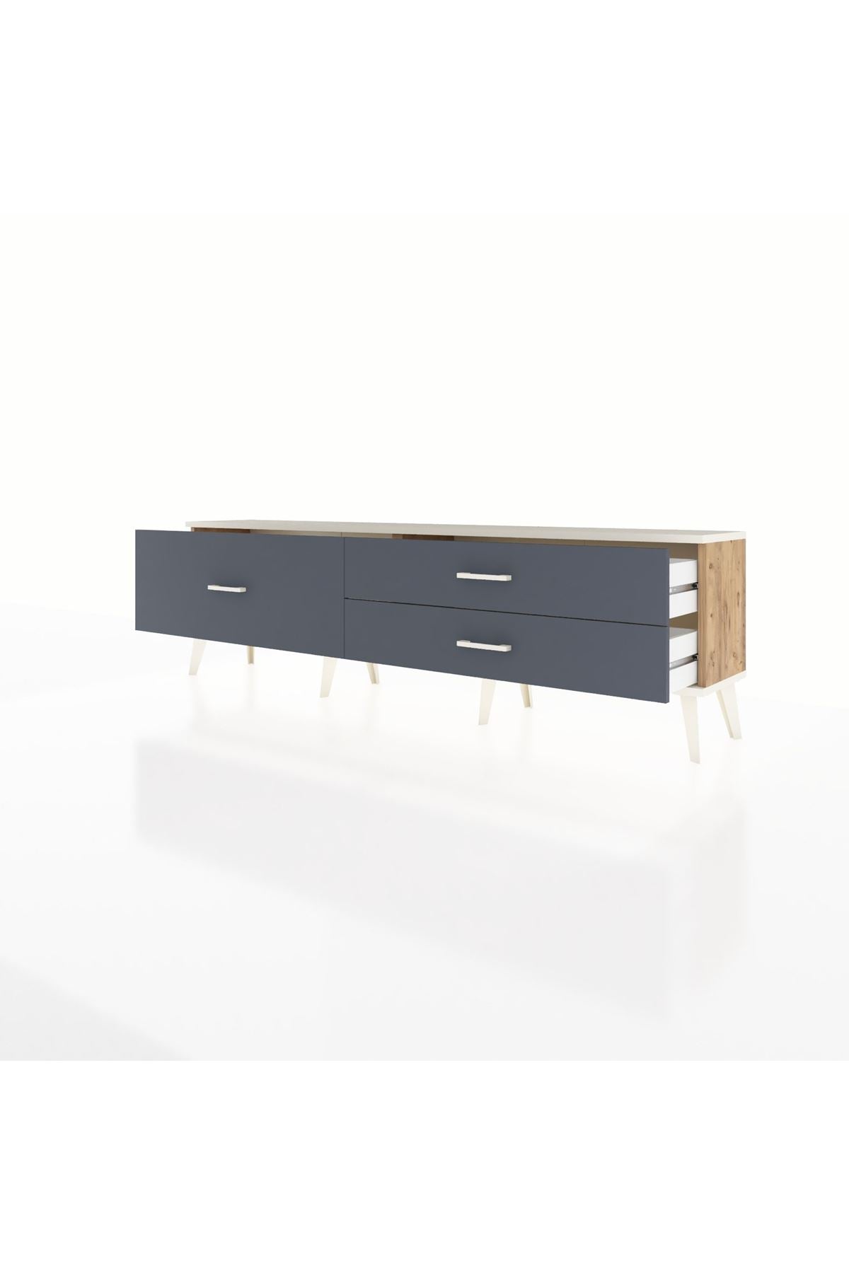 Arges TV Ünitesi 3 Çekmeceli  176x30x51 Çam-Aytaşı/Antrasit