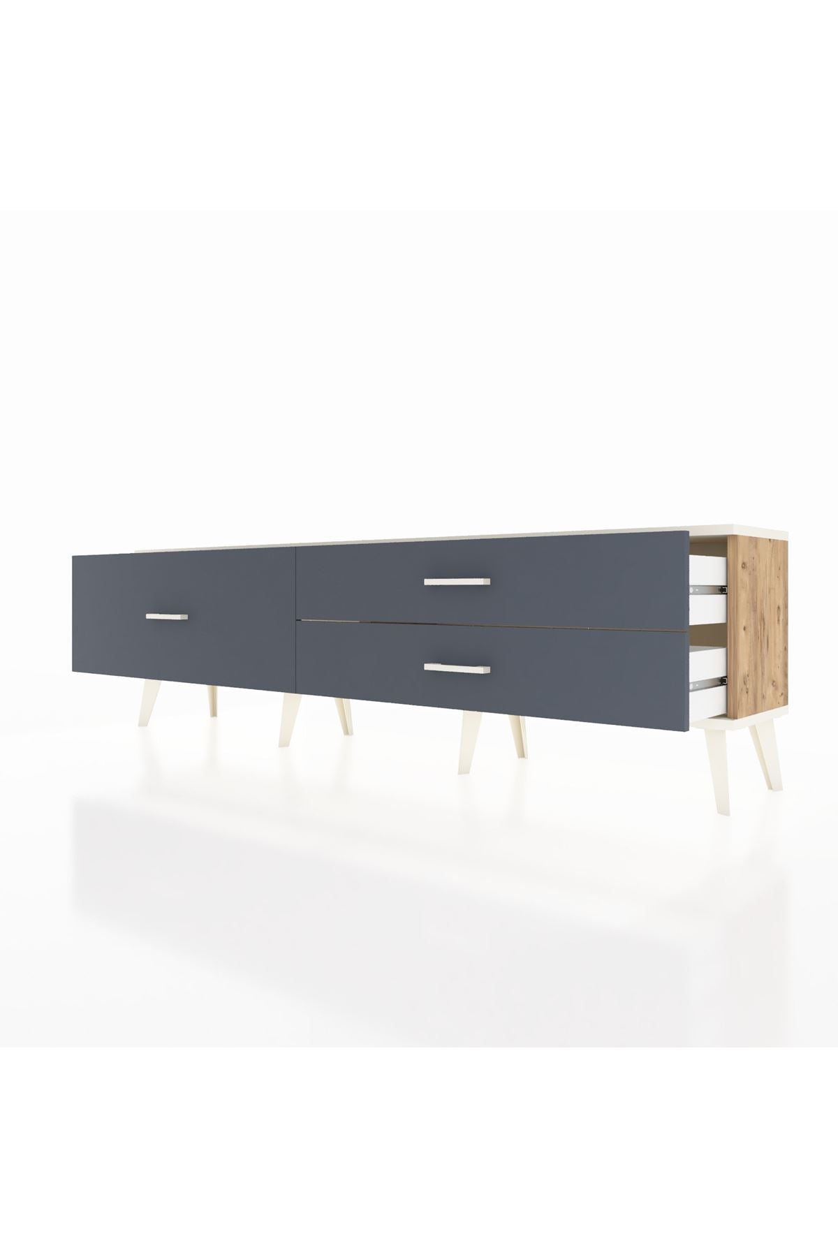 Arges TV Ünitesi 3 Çekmeceli  176x30x51 Çam-Aytaşı/Antrasit