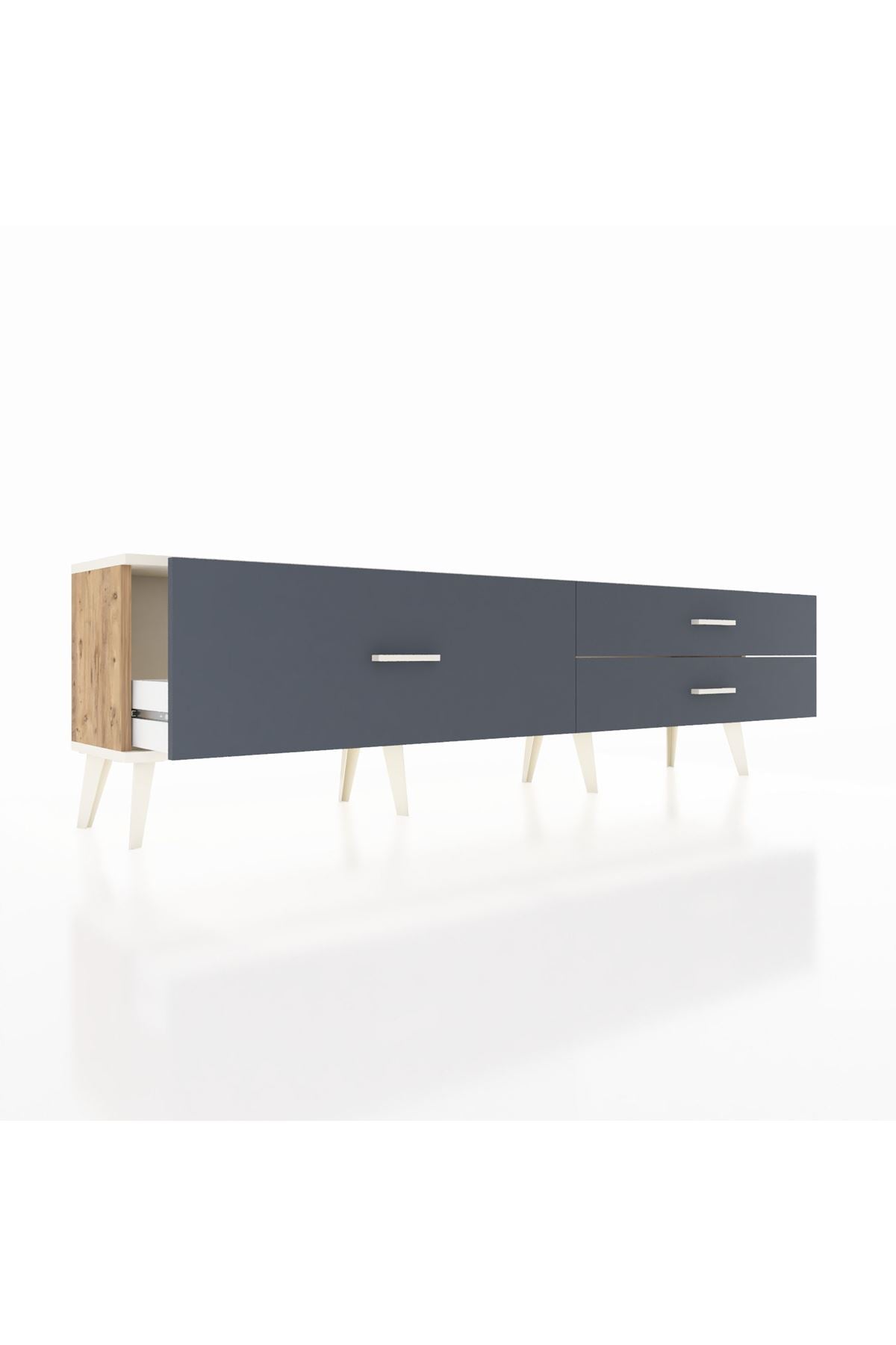 Arges TV Ünitesi 3 Çekmeceli  176x30x51 Çam-Aytaşı/Antrasit