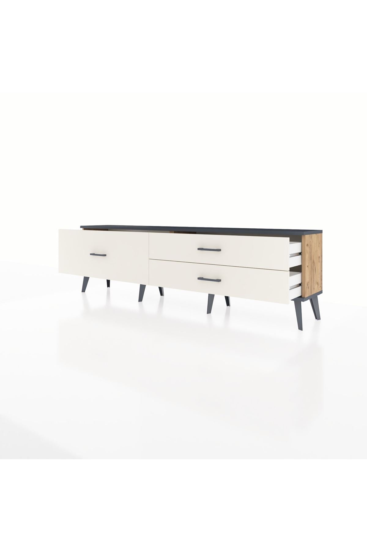 Arges TV Ünitesi 3 Çekmeceli  176x30x51 Çam-Antrasit/Aytaşı