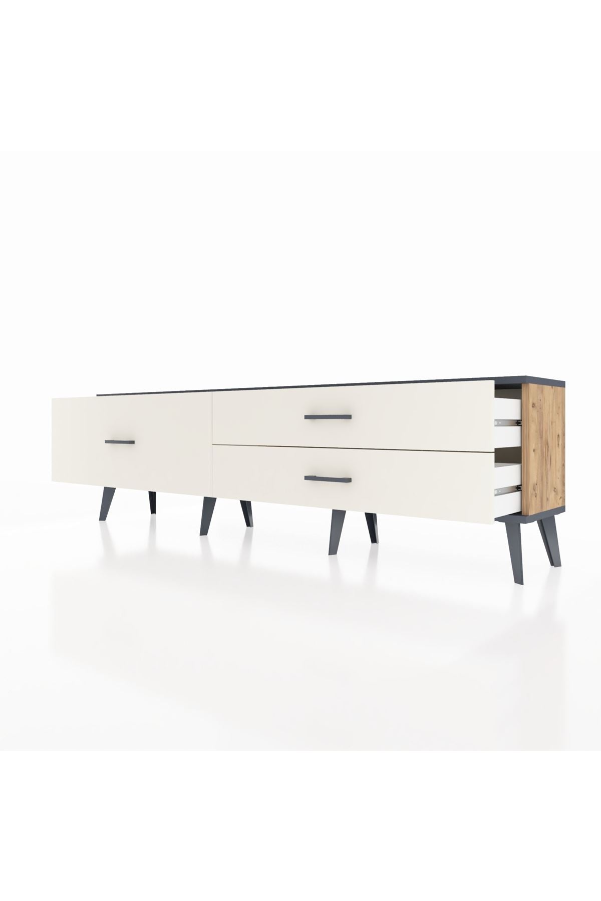 Arges TV Ünitesi 3 Çekmeceli  176x30x51 Çam-Antrasit/Aytaşı