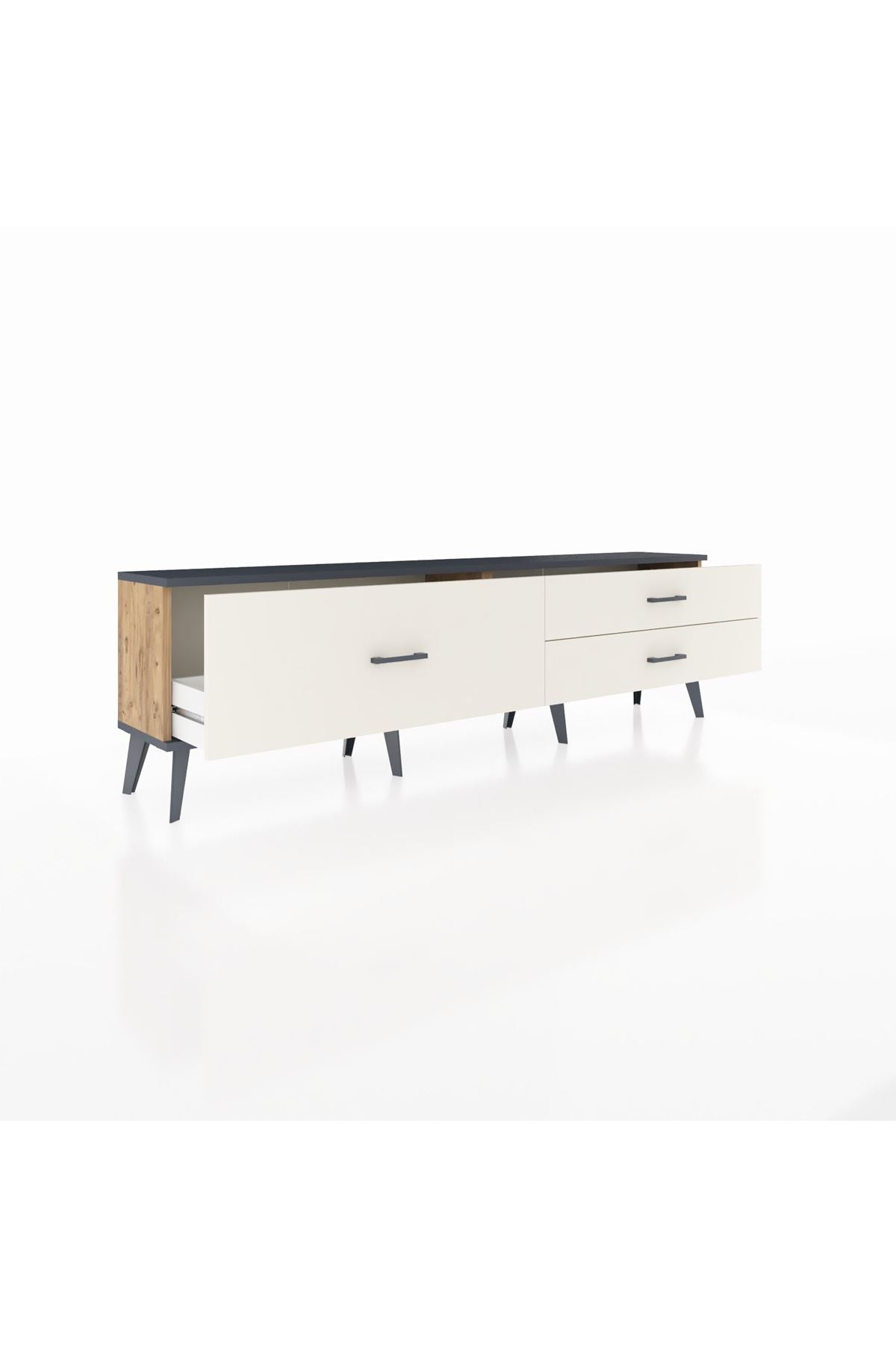 Arges TV Ünitesi 3 Çekmeceli  176x30x51 Çam-Antrasit/Aytaşı