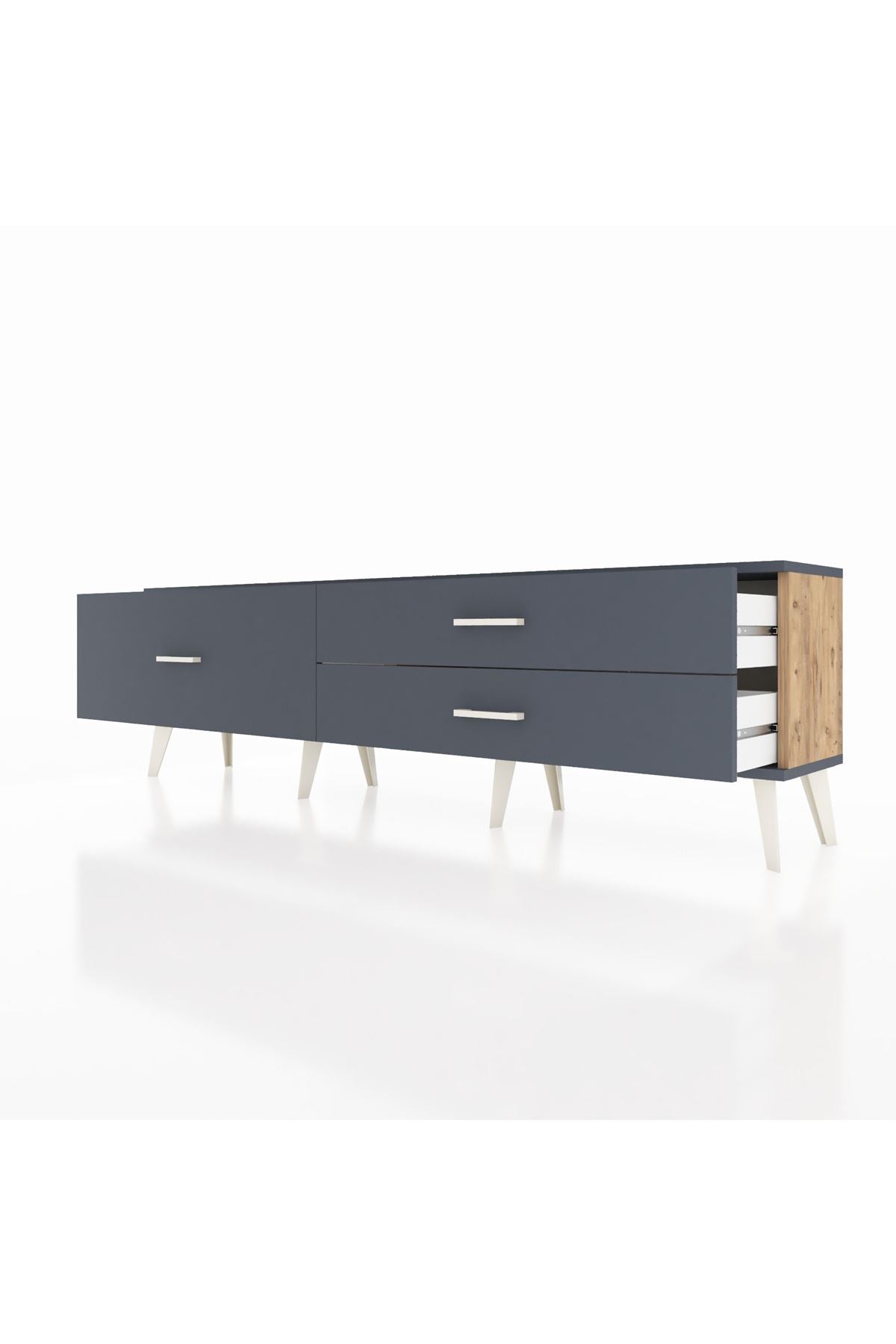 Arges TV Ünitesi 3 Çekmeceli  176x30x51 Çam-Antrasit/Antrasit