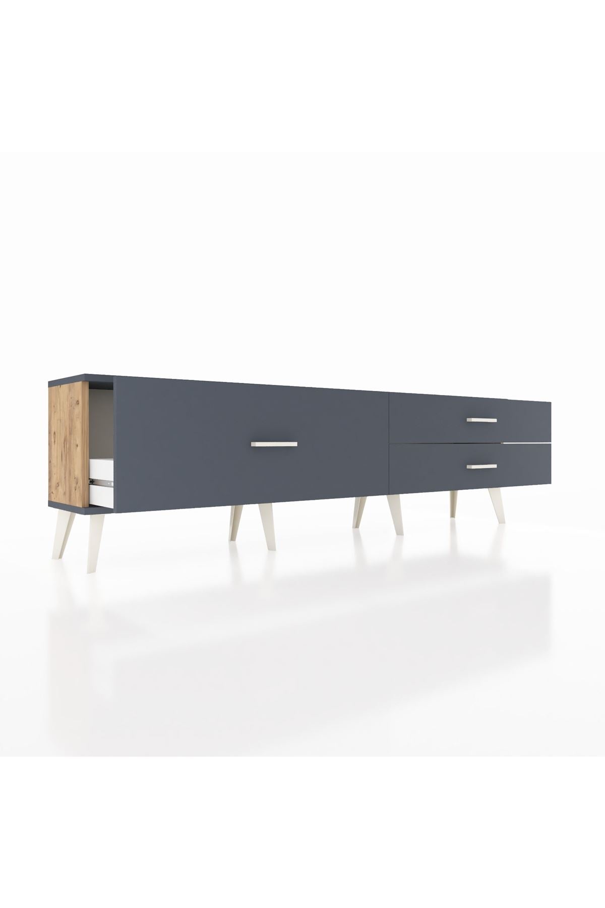 Arges TV Ünitesi 3 Çekmeceli  176x30x51 Çam-Antrasit/Antrasit