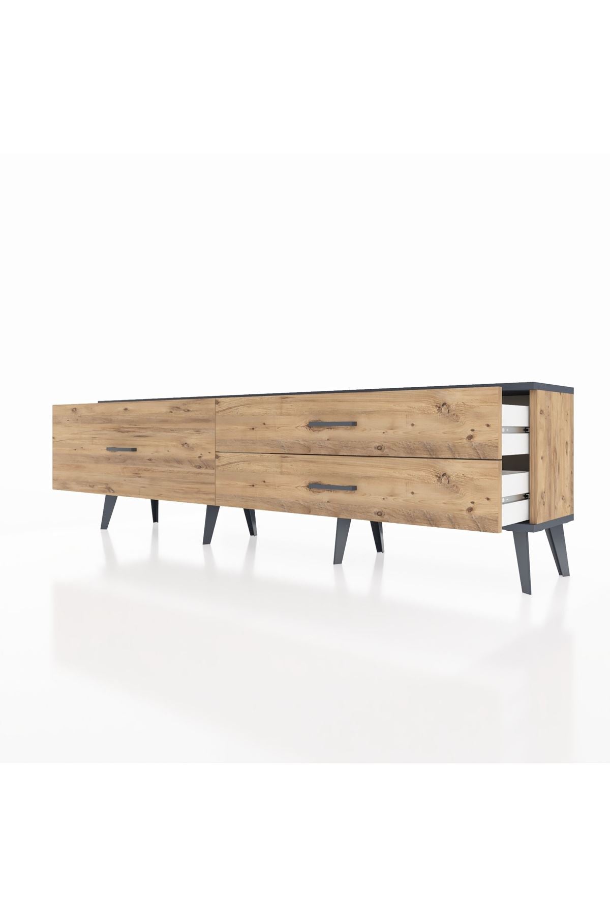 Arges TV Ünitesi 3 Çekmeceli  176x30x51 Çam-Antrasit/Çam