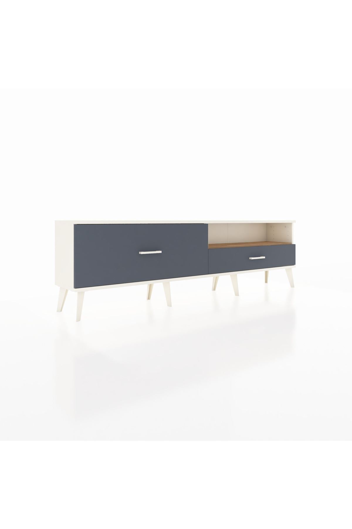 Arges TV Ünitesi Tek Raflı 2 Çekmeceli  176x30x51 Aytaşı-Çam/Antrasit