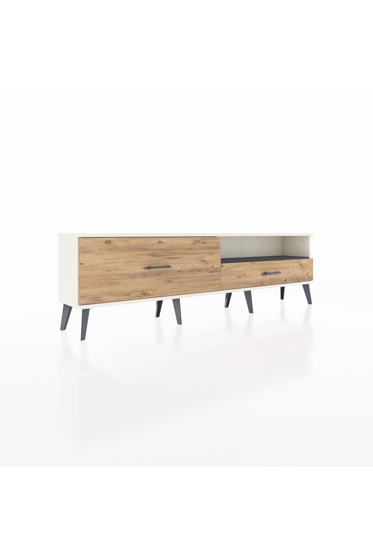 Arges TV Ünitesi Tek Raflı 2 Çekmeceli  176x30x51 Aytaşı-Antrasit/Çam