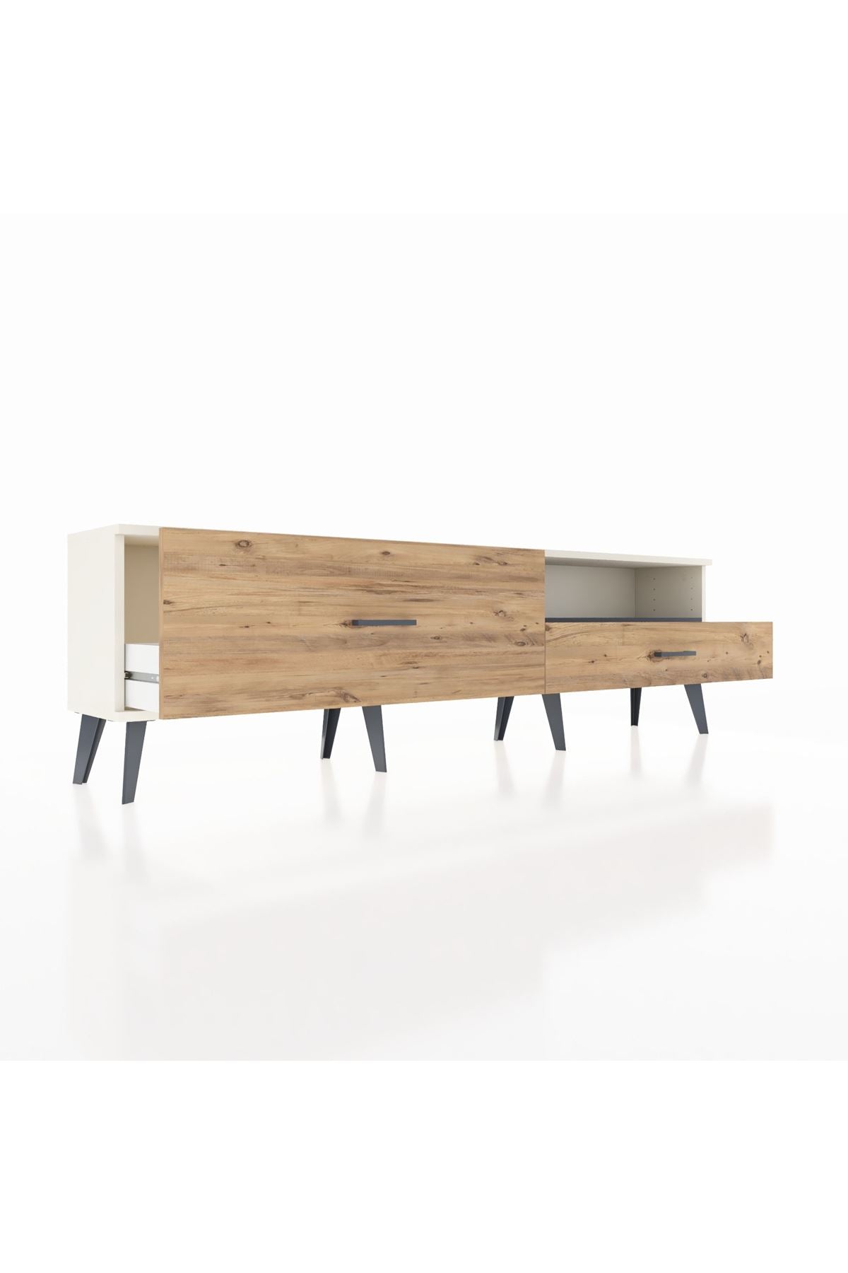 Arges TV Ünitesi Tek Raflı 2 Çekmeceli  176x30x51 Aytaşı-Antrasit/Çam