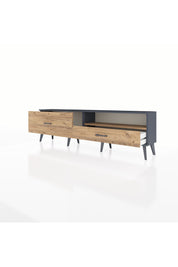 Arges TV Ünitesi Tek Raflı 2 Çekmeceli  176x30x51 Antrasit-Çam/Çam