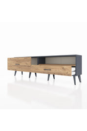 Arges TV Ünitesi Tek Raflı 2 Çekmeceli  176x30x51 Antrasit-Çam/Çam
