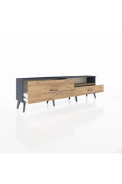 Arges TV Ünitesi Tek Raflı 2 Çekmeceli  176x30x51 Antrasit-Çam/Çam