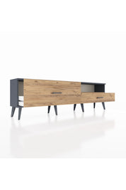 Arges TV Ünitesi Tek Raflı 2 Çekmeceli  176x30x51 Antrasit-Çam/Çam