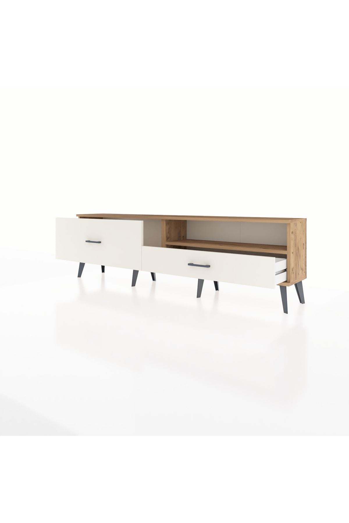 Arges TV Ünitesi Tek Raflı 2 Çekmeceli  176x30x51 Çam-Çam/Aytaşı