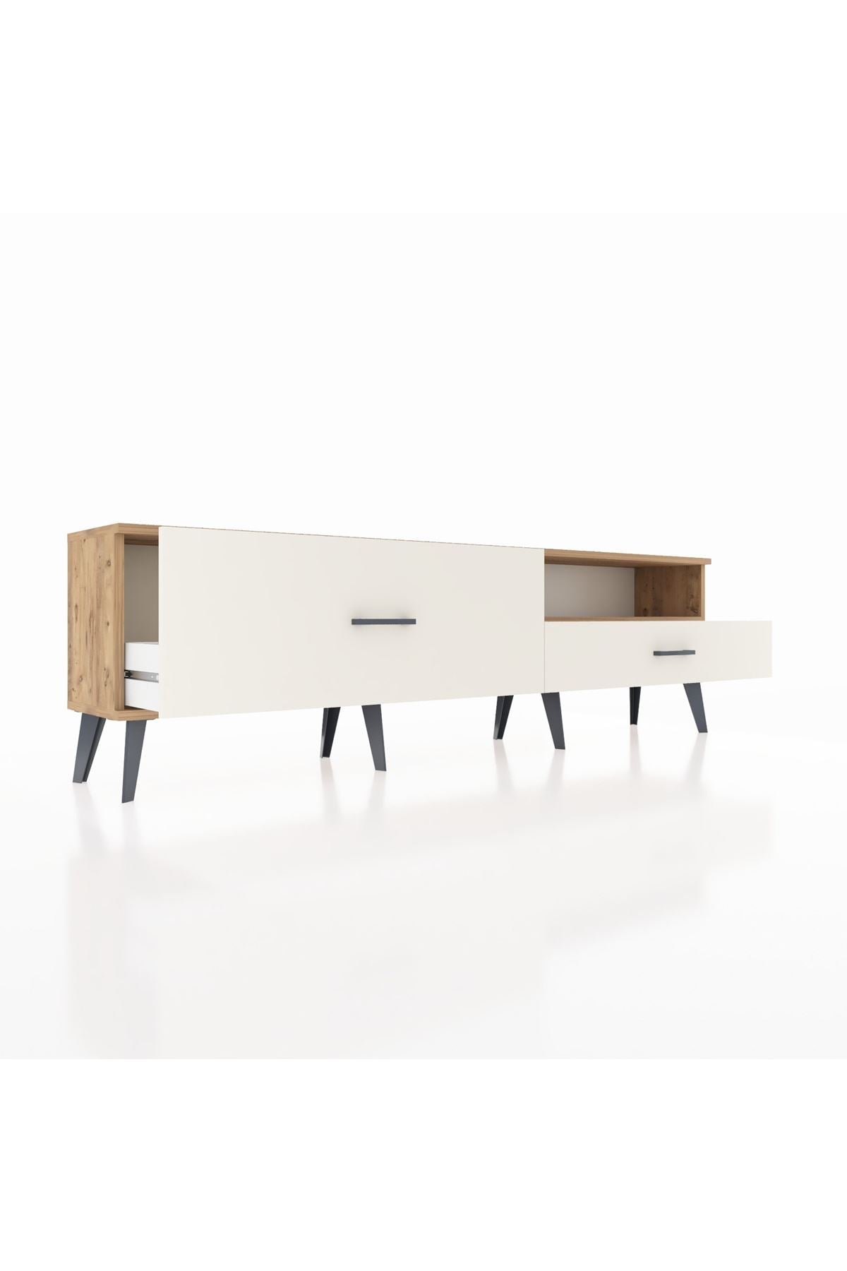 Arges TV Ünitesi Tek Raflı 2 Çekmeceli  176x30x51 Çam-Çam/Aytaşı