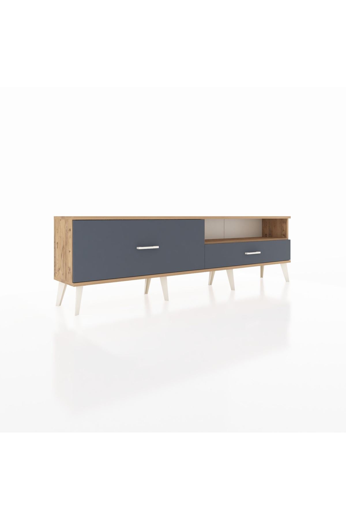 Arges TV Ünitesi Tek Raflı 2 Çekmeceli  176x30x51 Çam-Çam/Antrasit