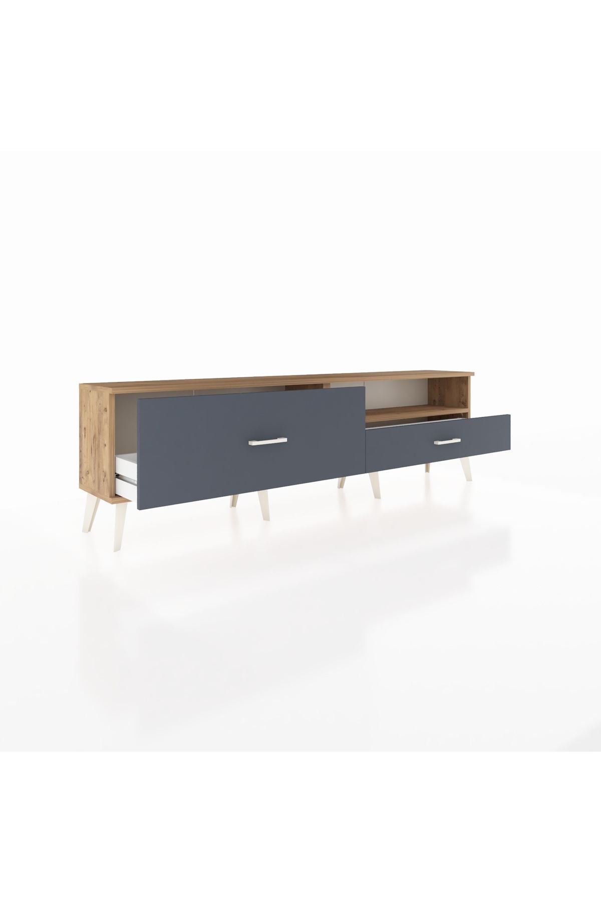 Arges TV Ünitesi Tek Raflı 2 Çekmeceli  176x30x51 Çam-Çam/Antrasit