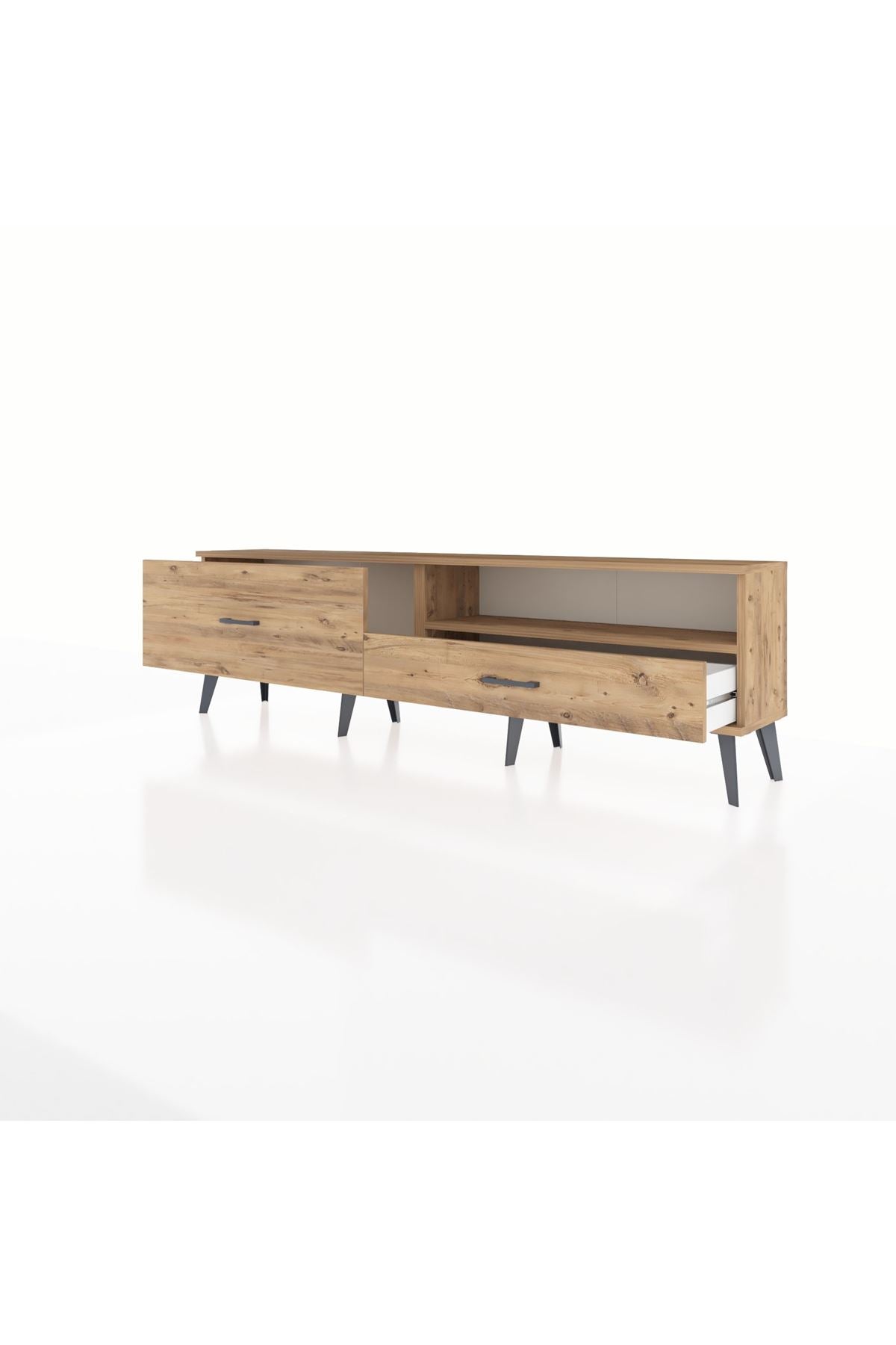 Arges TV Ünitesi Tek Raflı 2 Çekmeceli  176x30x51 Çam-Çam/Çam