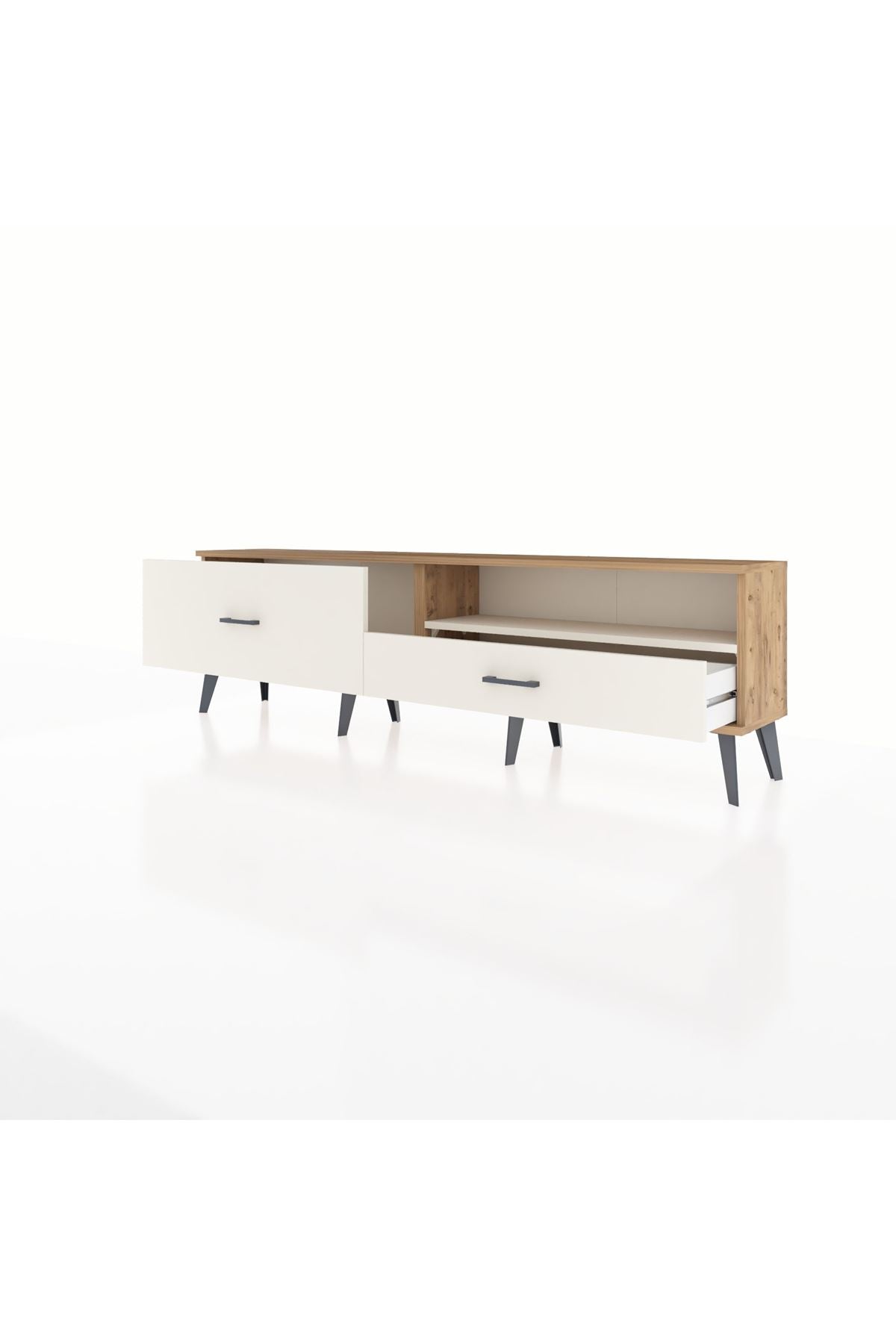 Arges TV Ünitesi Tek Raflı 2 Çekmeceli  176x30x51 Çam-Aytaşı/Aytaşı