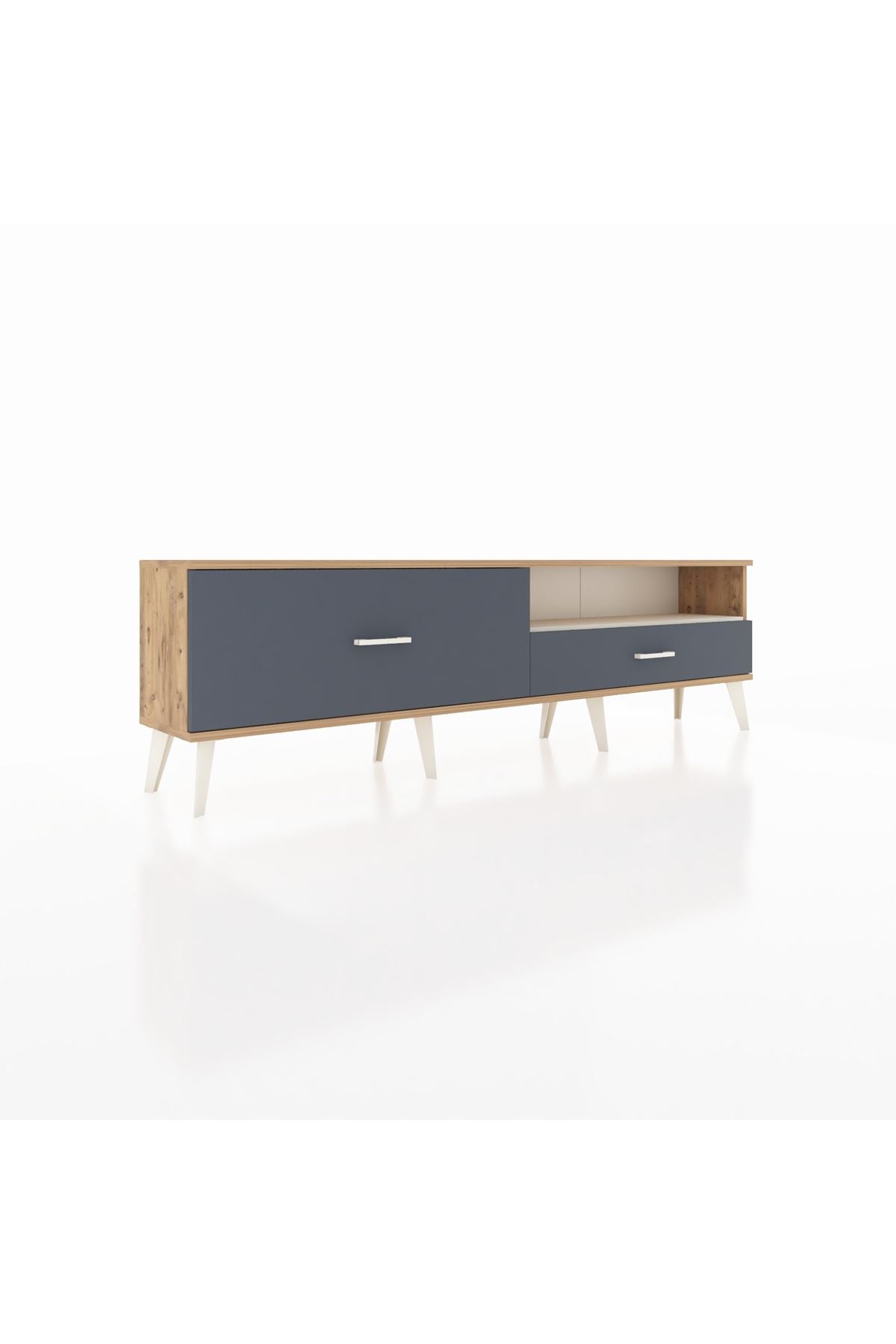 Arges TV Ünitesi Tek Raflı 2 Çekmeceli  176x30x51 Çam-Aytaşı/Antrasit