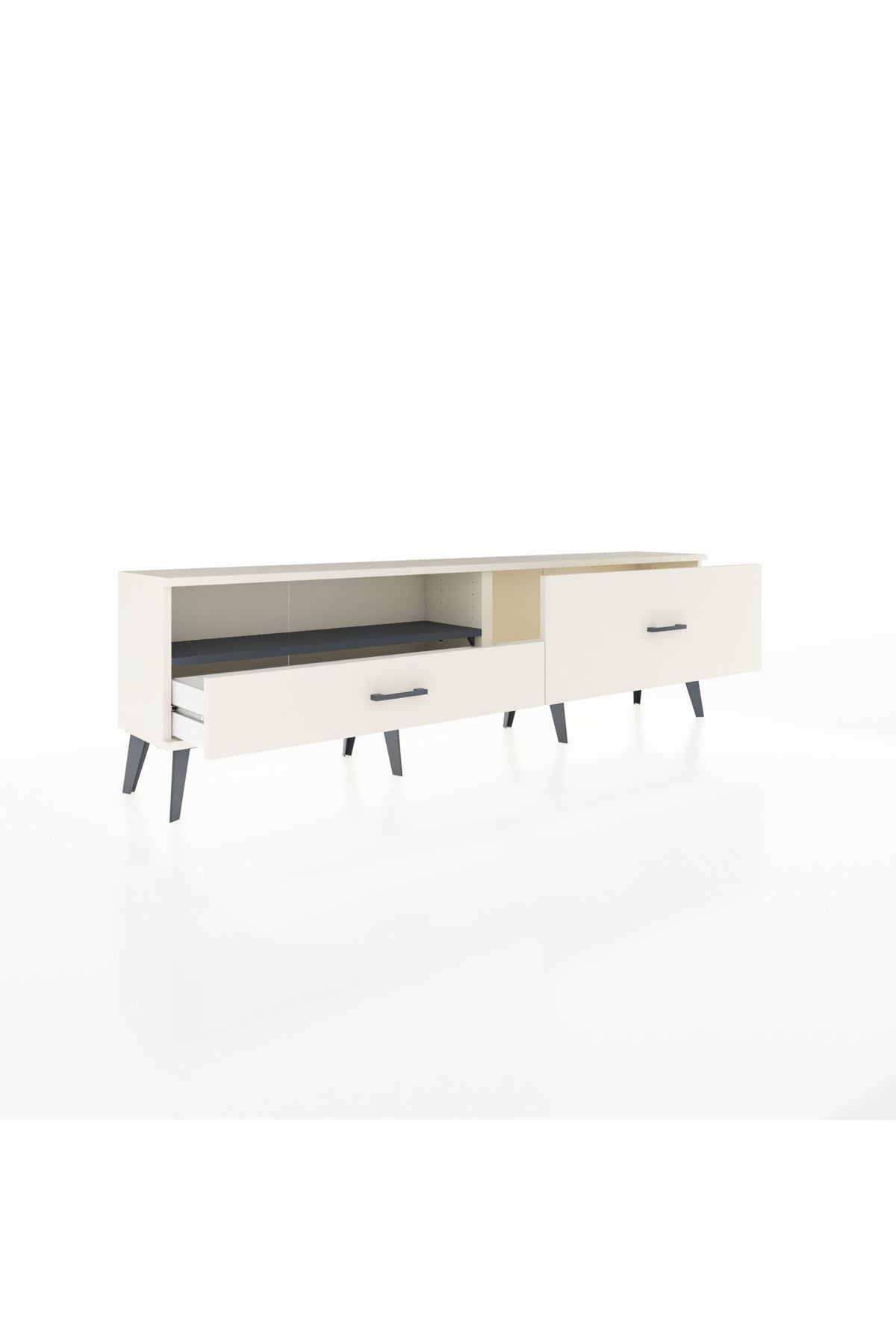 Arges TV Ünitesi Tek Raflı 2 Çekmeceli  176x30x51 Aytaşı-Antrasit/Aytaşı