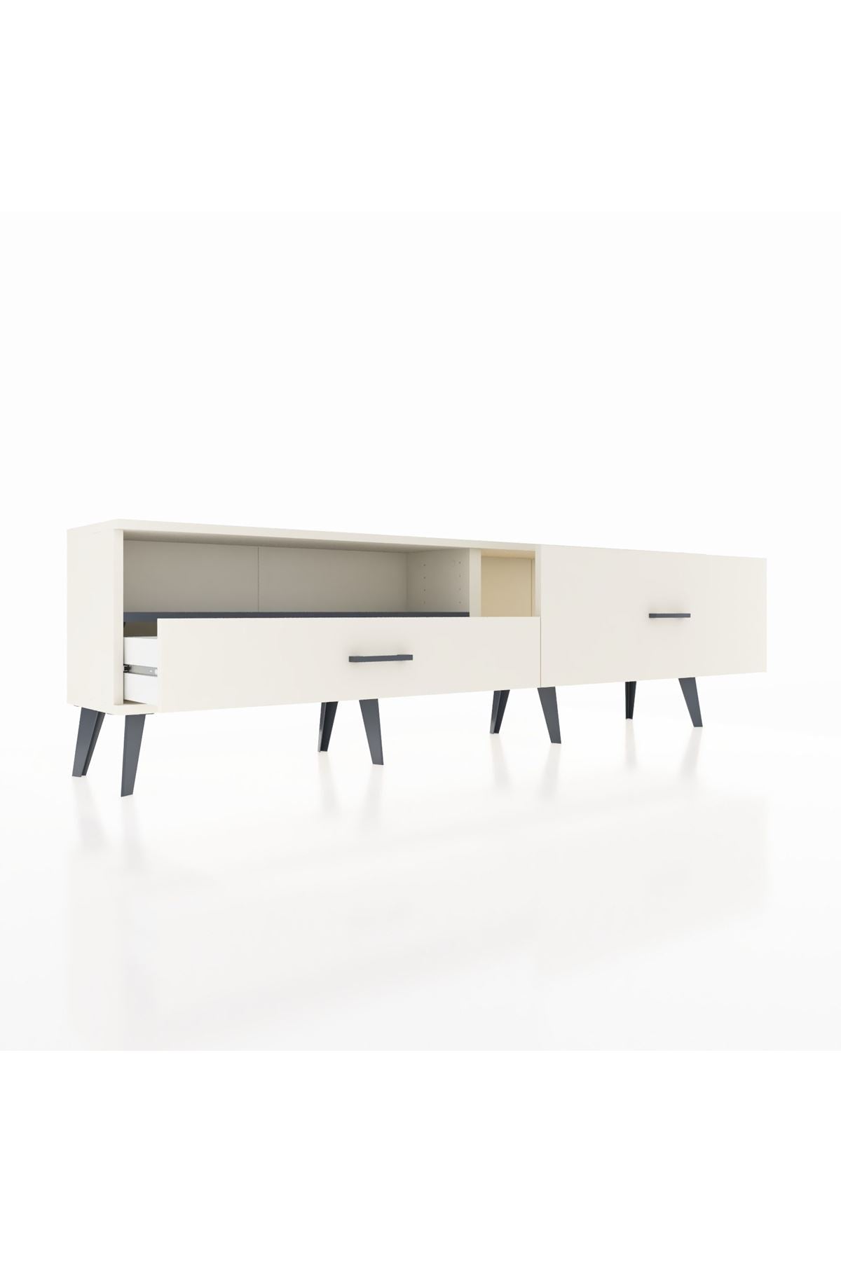 Arges TV Ünitesi Tek Raflı 2 Çekmeceli  176x30x51 Aytaşı-Antrasit/Aytaşı