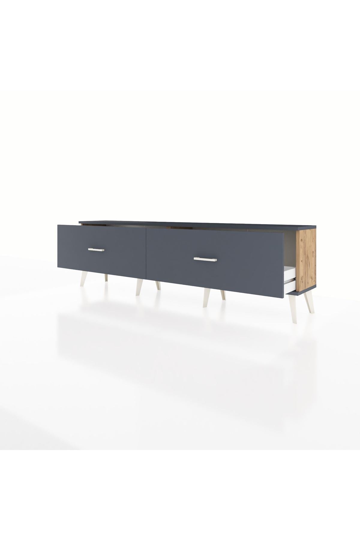 Arges TV Ünitesi 2 Çekmeceli  176x30x51 Çam-Antrasit/Antrasit