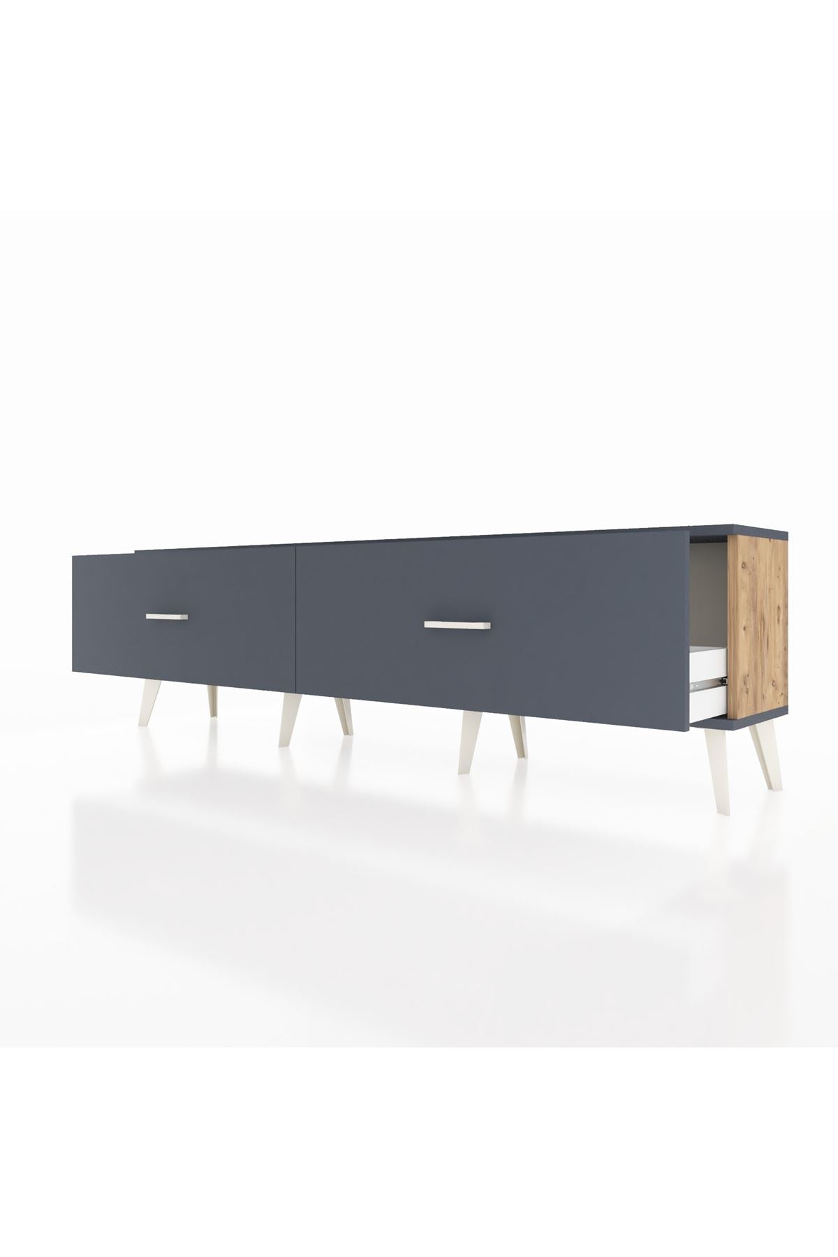 Arges TV Ünitesi 2 Çekmeceli  176x30x51 Çam-Antrasit/Antrasit