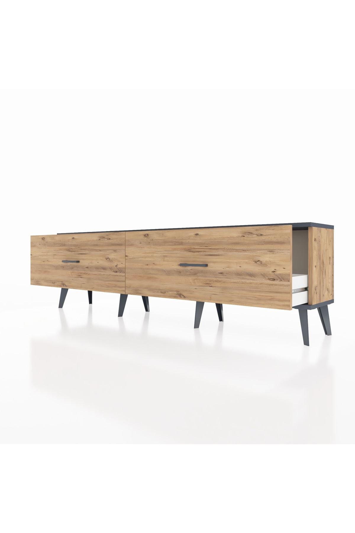 Arges TV Ünitesi 2 Çekmeceli  176x30x51 Çam-Antrasit/Çam