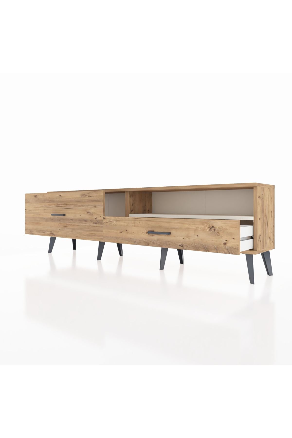 Arges TV Ünitesi Tek Raflı 2 Çekmeceli  176x30x51 Çam-Aytaşı/Çam