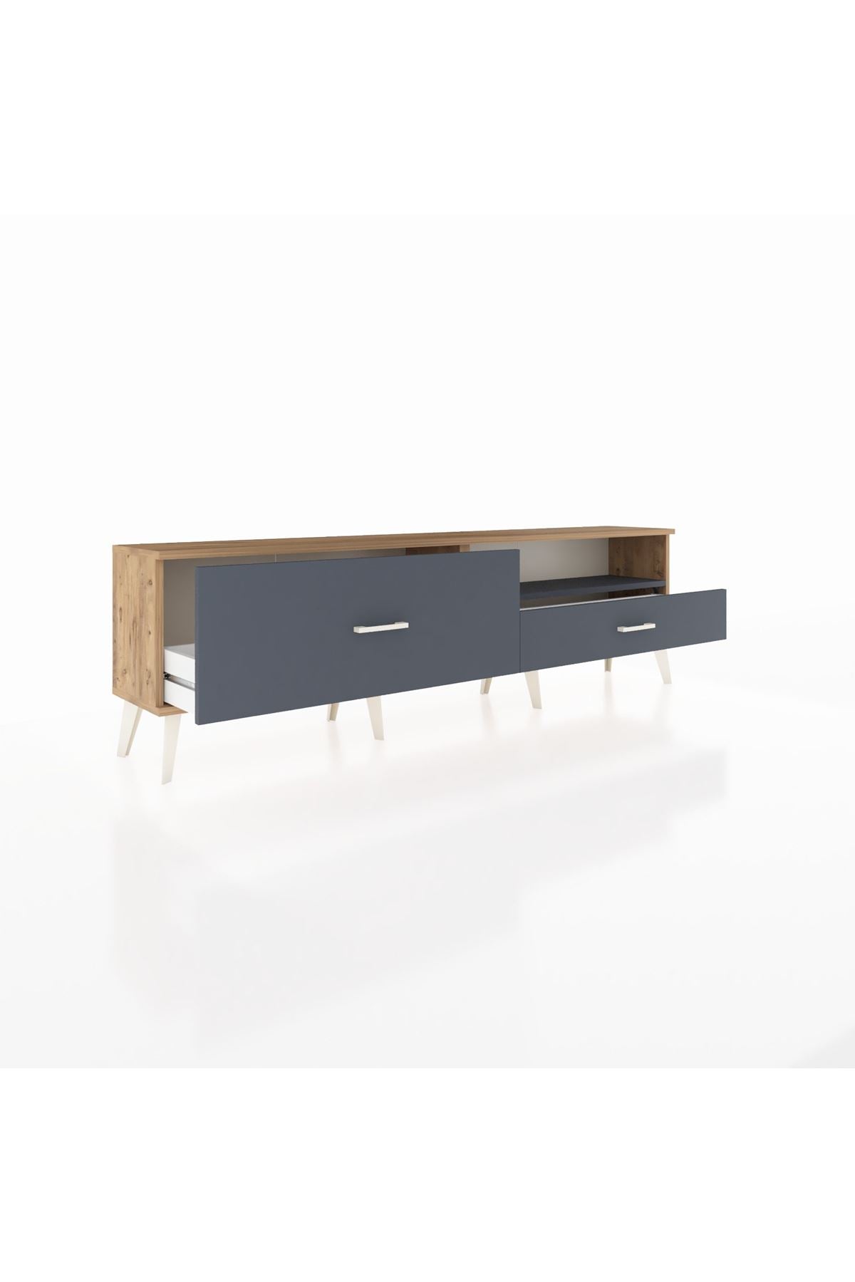 Arges TV Ünitesi Tek Raflı 2 Çekmeceli  176x30x51 Çam-Antrasit/Antrasit