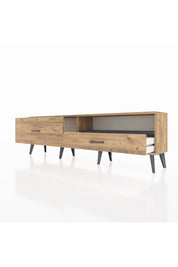 Arges TV Ünitesi Tek Raflı 2 Çekmeceli  176x30x51 Çam-Antrasit/Çam