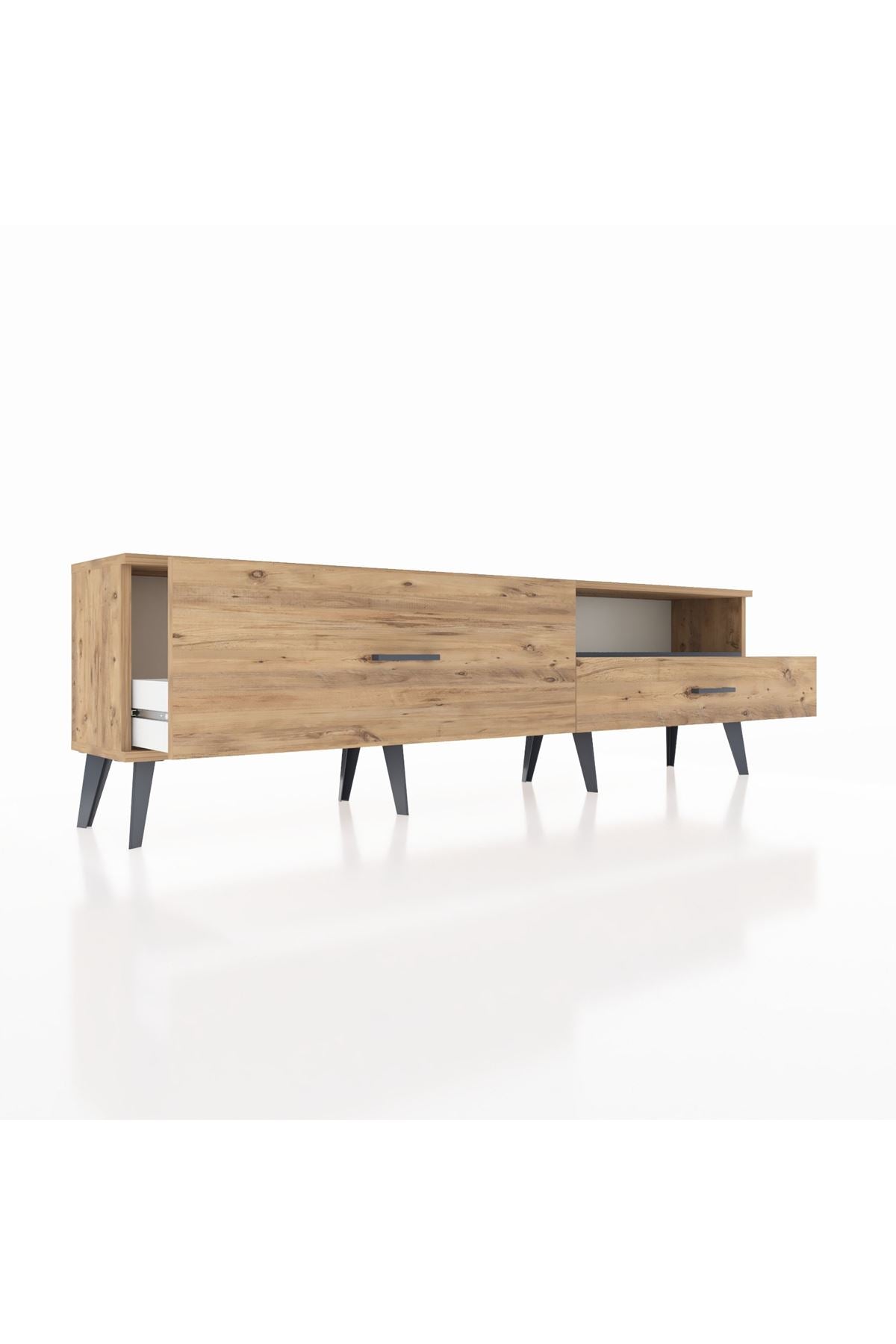 Arges TV Ünitesi Tek Raflı 2 Çekmeceli  176x30x51 Çam-Antrasit/Çam