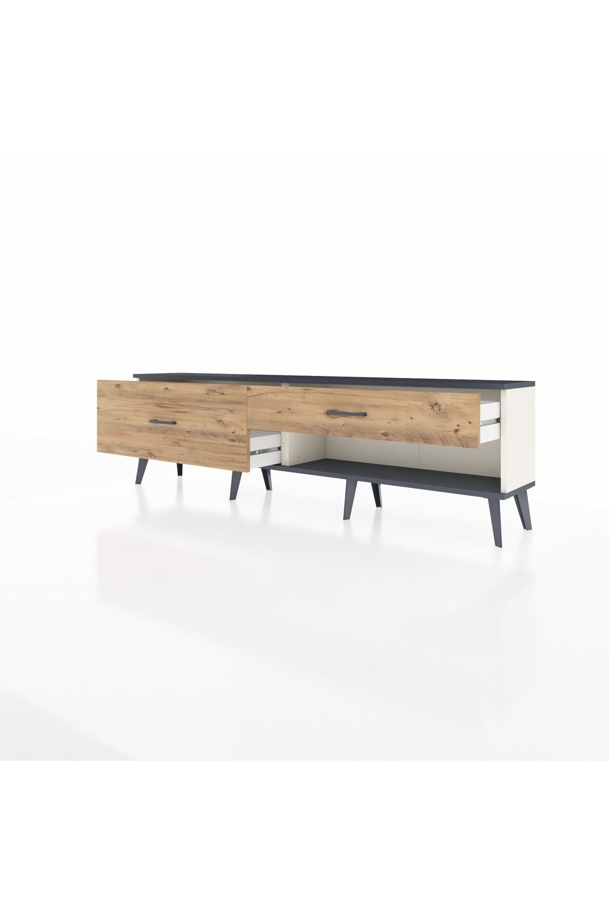 Arges TV Ünitesi 2 Çekmeceli  176x30x51 Aytaşı-Antrasit/Çam