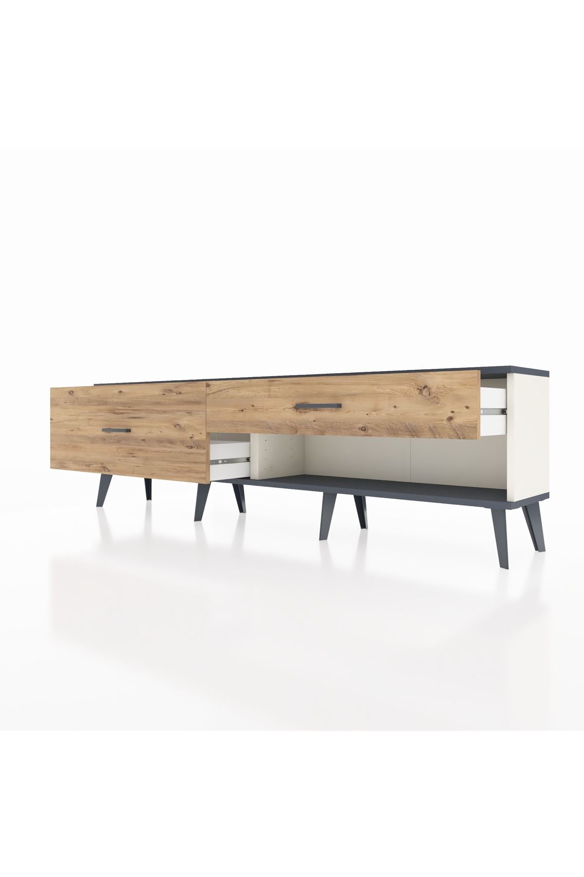 Arges TV Ünitesi 2 Çekmeceli  176x30x51 Aytaşı-Antrasit/Çam