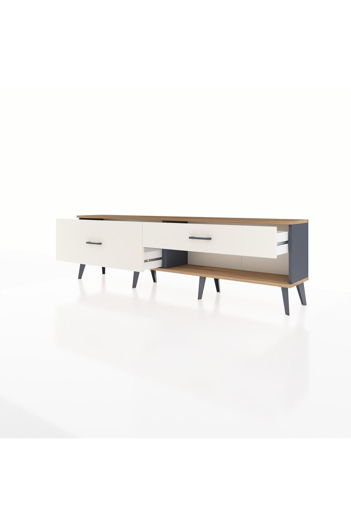 Arges TV Ünitesi 2 Çekmeceli  176x30x51 Antrasit-Çam/Aytaşı