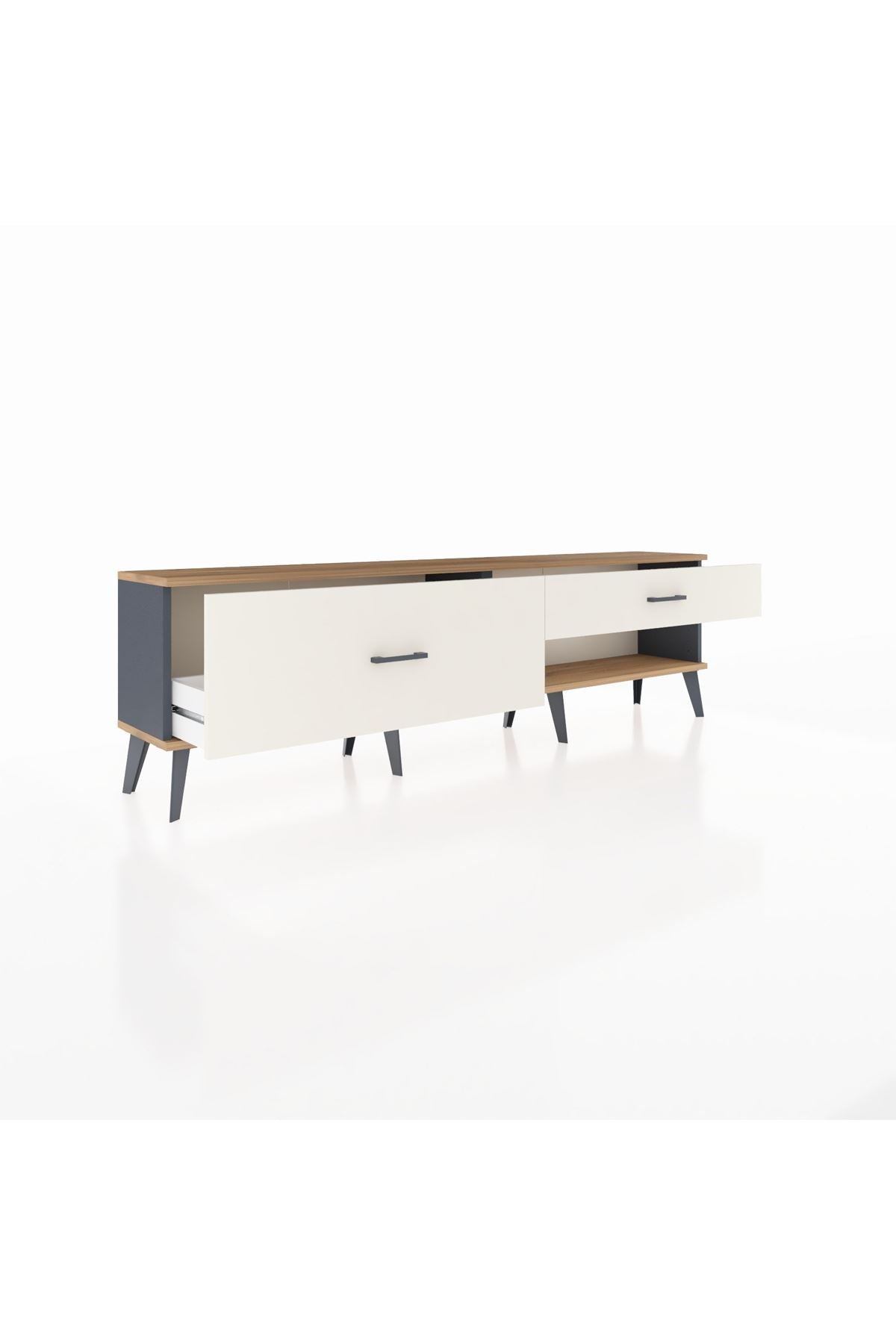 Arges TV Ünitesi 2 Çekmeceli  176x30x51 Antrasit-Çam/Aytaşı