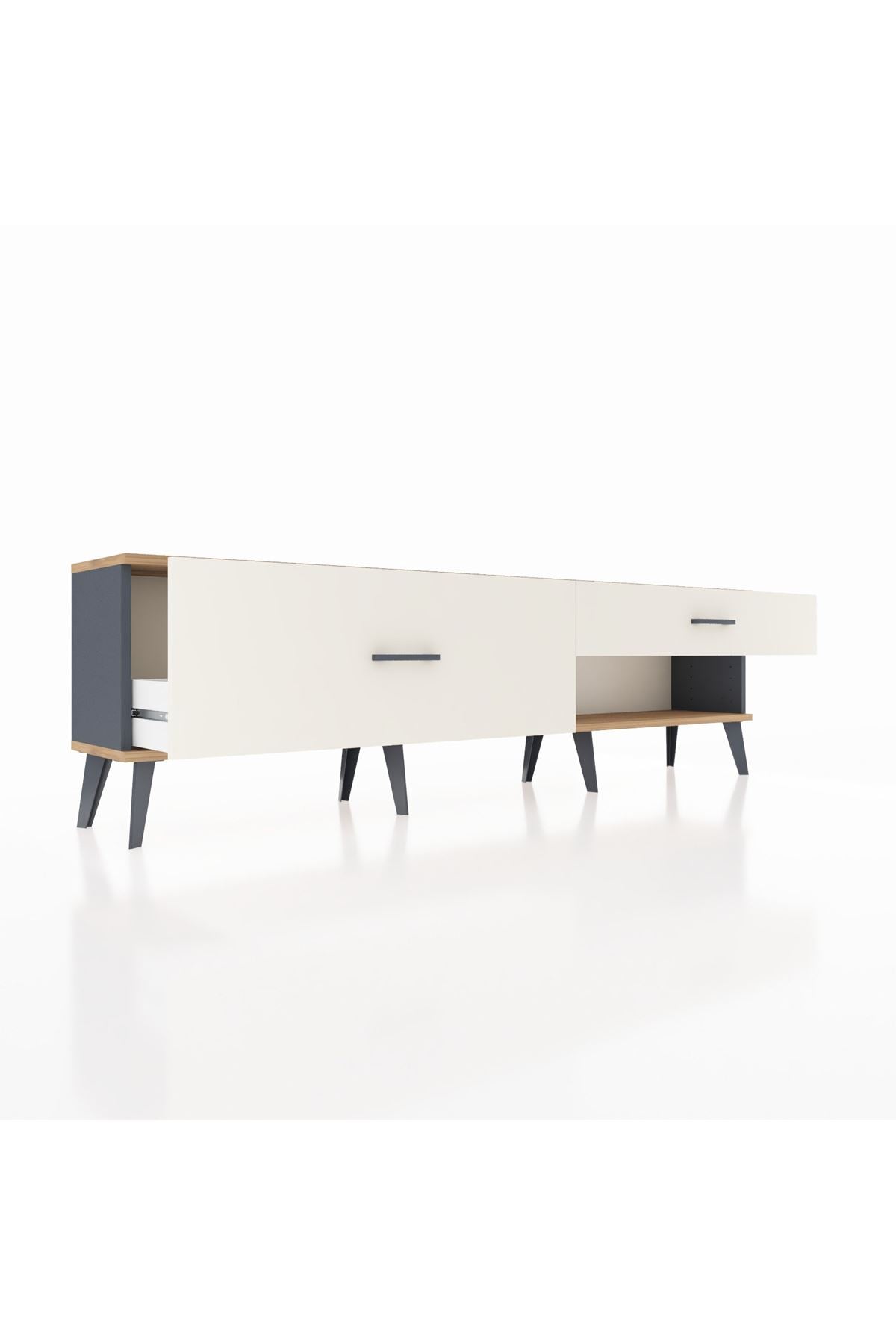 Arges TV Ünitesi 2 Çekmeceli  176x30x51 Antrasit-Çam/Aytaşı