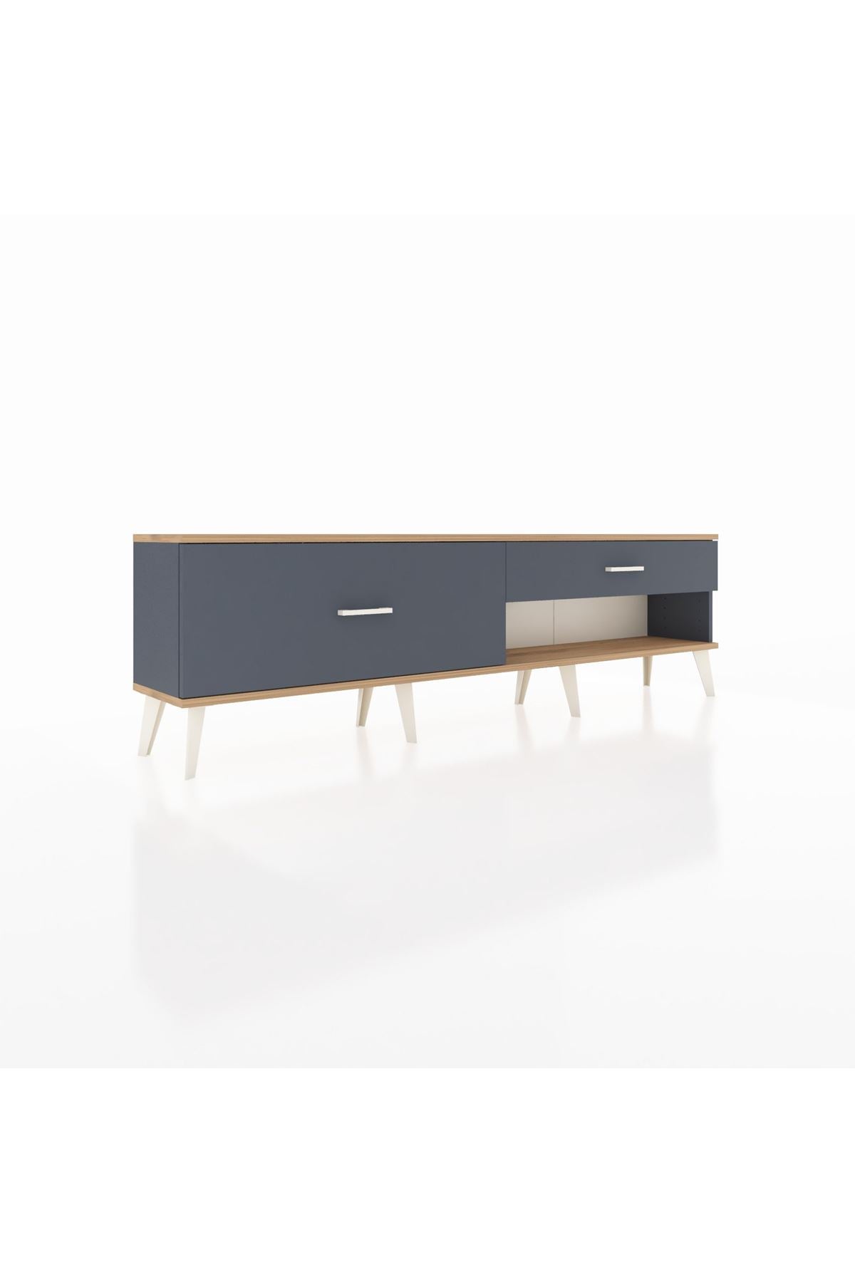 Arges TV Ünitesi 2 Çekmeceli  176x30x51 Antrasit-Çam/Antrasit